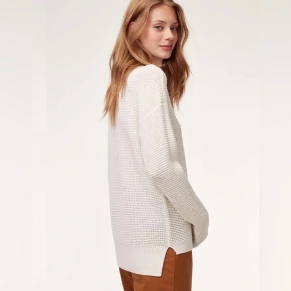 Aritzia Wilfred Isabelli 100% Wool Waffle Knit White/Cream Sweater Size XS - Picture 2 of 13